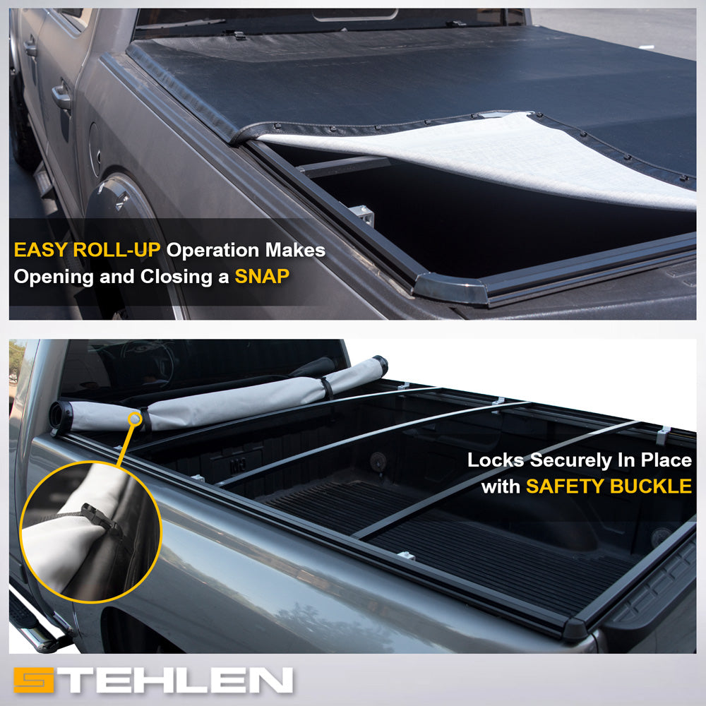 Stehlen 733469495109 Hidden Snap Tonneau Cover with Truck Bed LED