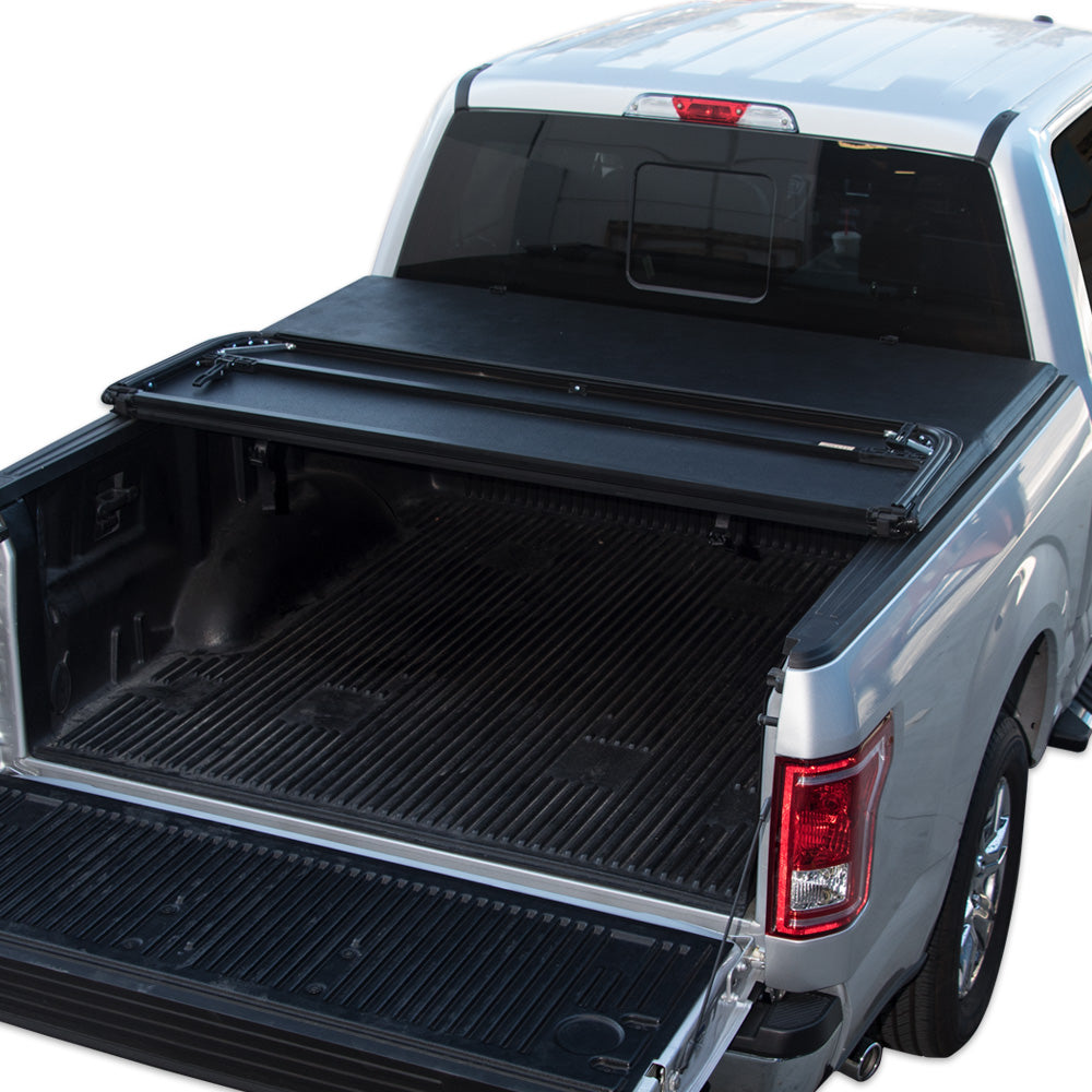 EVERESTCO Hard Tri-Fold Tonneau Cover 5.5FT Bed For 2004-2014 Ford F-150 - Black Textured